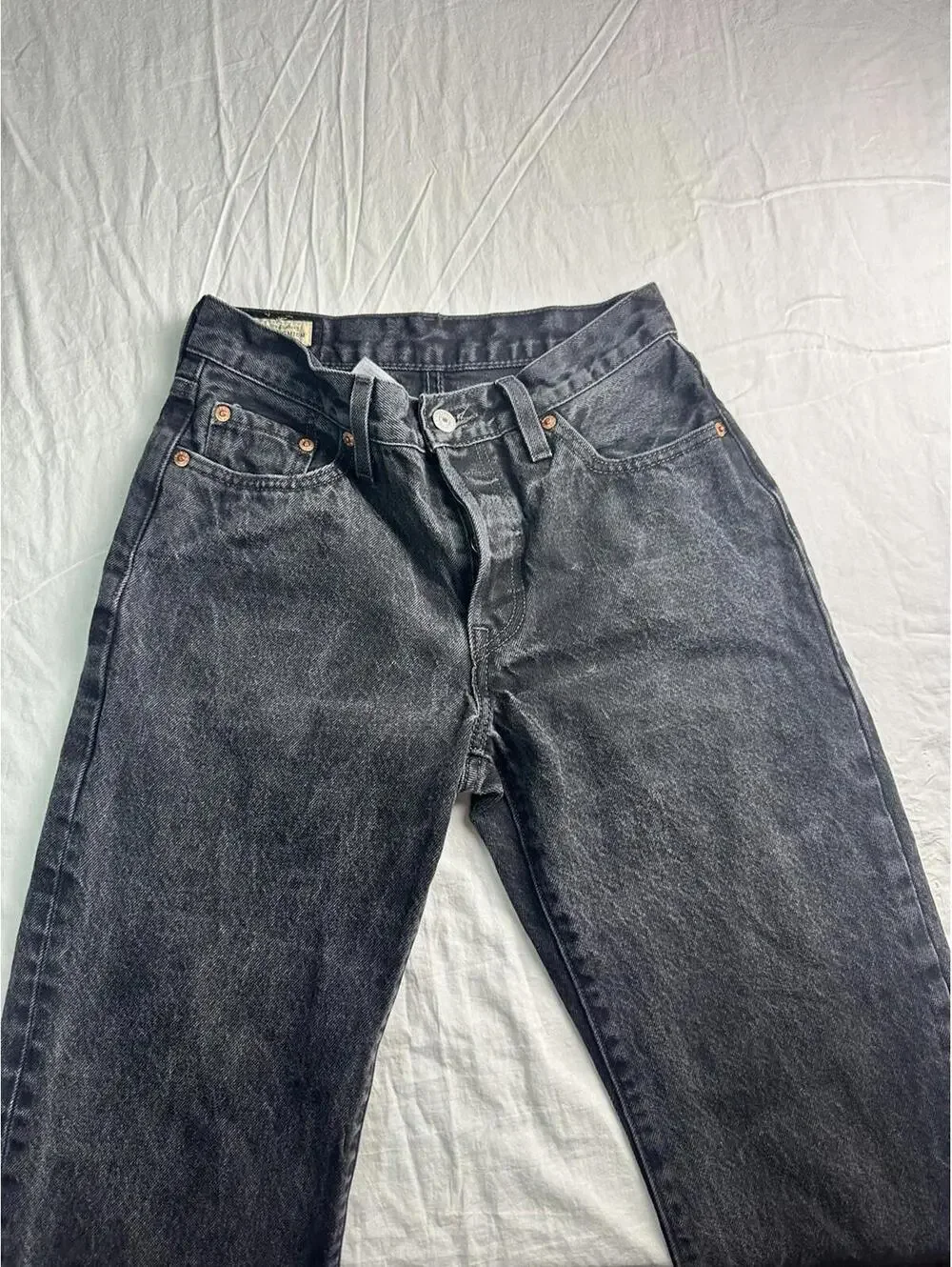 🖤⚡ Vintage 501 Levi’s Premium Black Wash Straight Jeans W25 L30 8861-25 ⚡🖤 - Picture 3 of 16